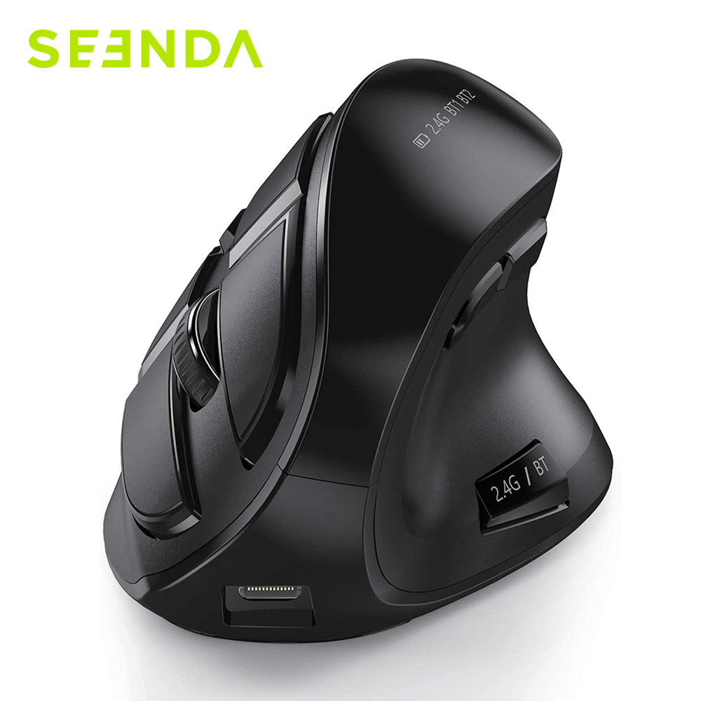 Seenda pionowa ergonomiczna mysz bezprzewodowa akumulator Bluetooth 5.0 3.0 2.4G myszy USB do komputera Laptop PC Mac iPad Office