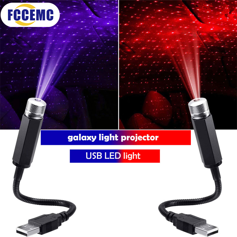 LED Car Roof Star Night Light Projetor Atmosfera Galaxy Lâmpada USB decorativa ajustável para Auto Roof Room Decoração do teto
