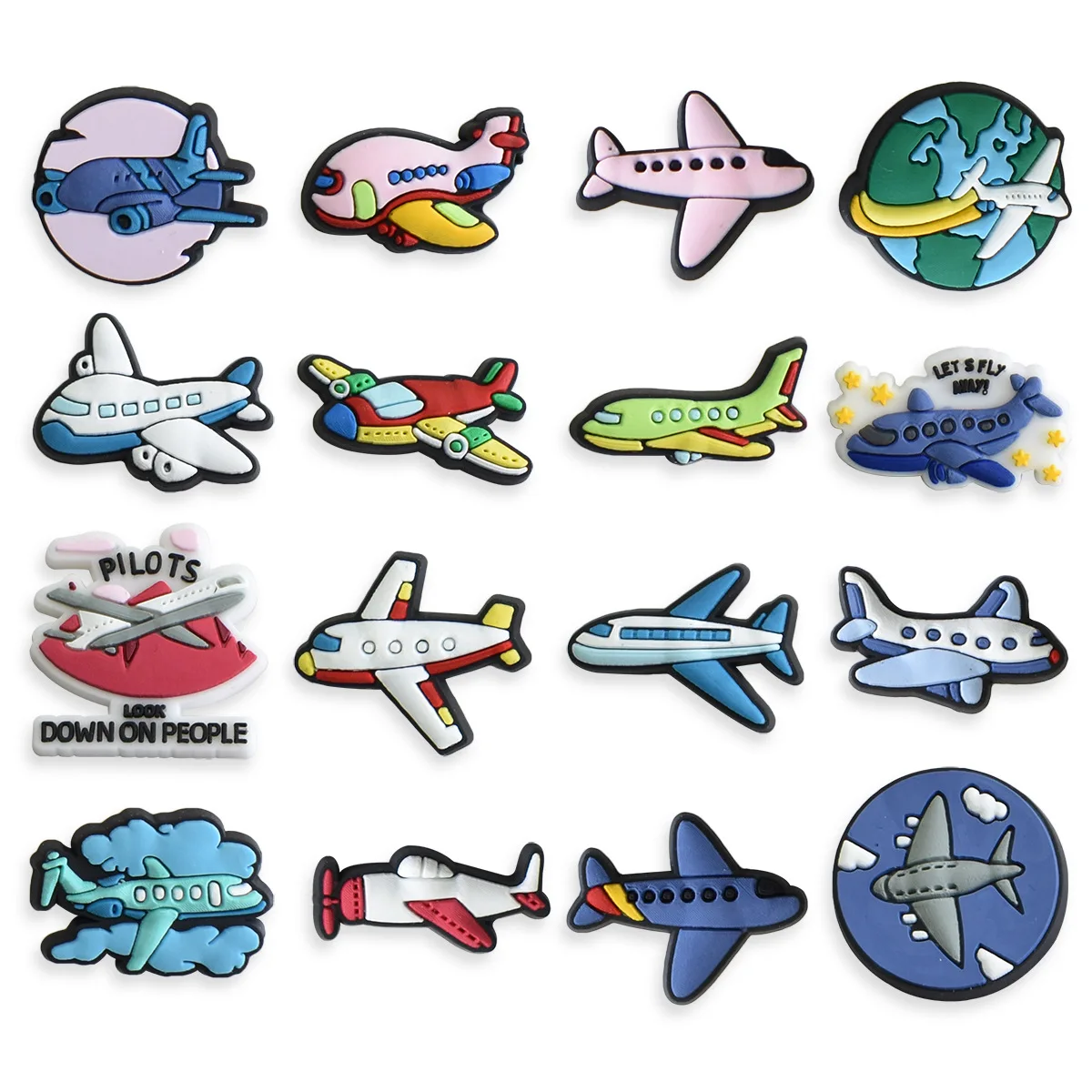 Amuletos de zapatos de avión para Crocs, accesorios de PVC para zapatos, insignia de avión, hebilla para sandalias de mujer, alfileres para niños, decoración para hombres, pantalones vaqueros