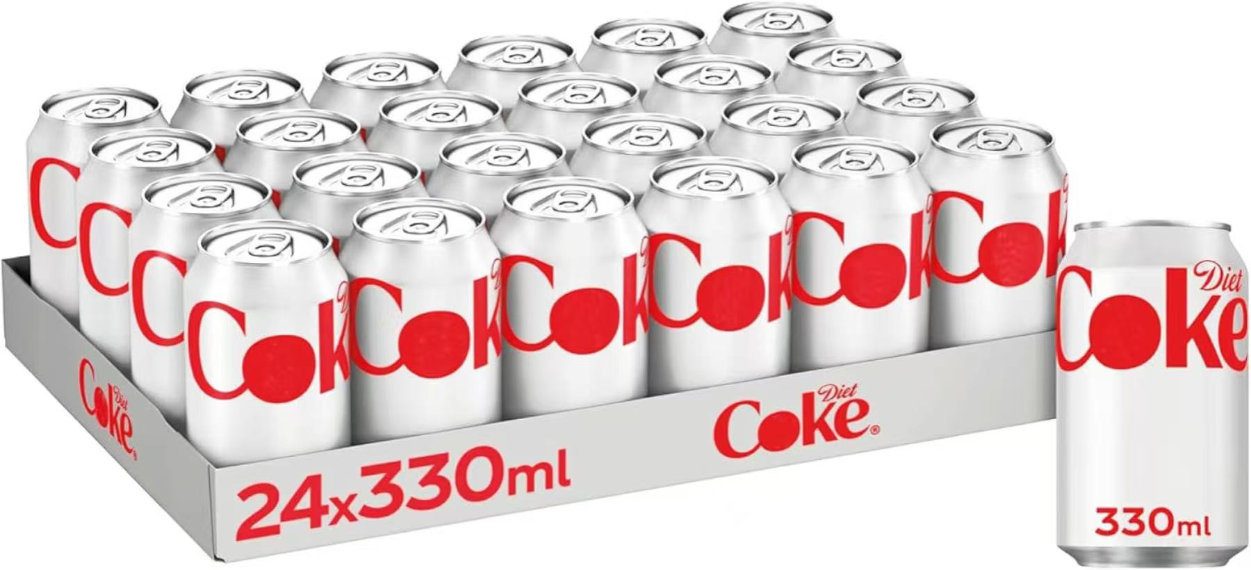 Diet Coke Sparkling Cola 330ml Can Pack of 24 Refreshing Low-Calorie Beverage