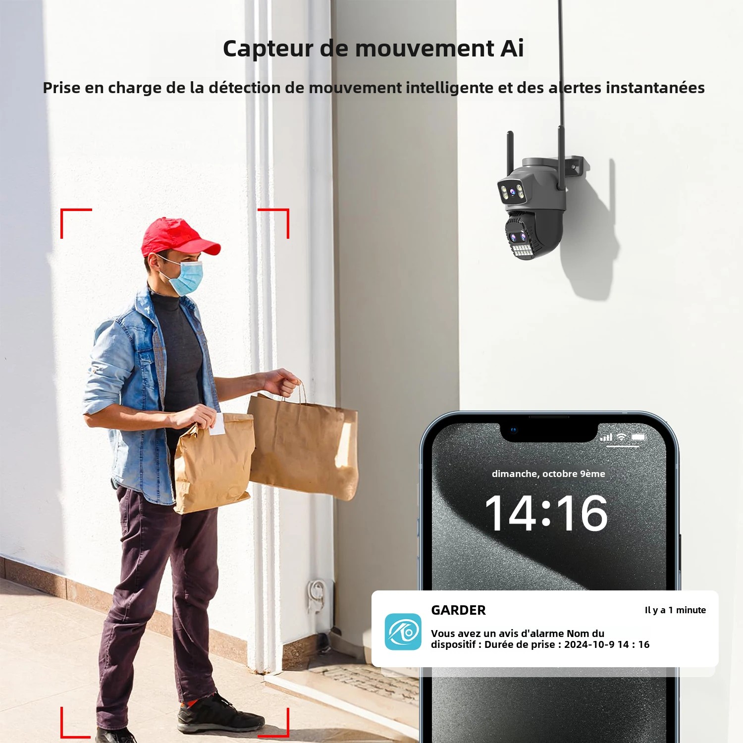 Caméra IP extérieure double écran, 15MP, WiFi, PTZ, zoom numérique 10X, 4K, détection humaine, caméra de sécurité, Surveillance, application O-Kam Pro