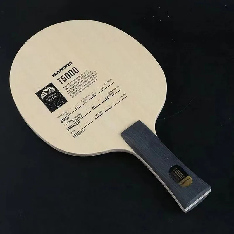 Oryginalne ostrze do tenisa stołowego Sanwei T5000 5 Wood 2 Carbon Entry Intermediate Ping Pong Blade do napędu pętlowego z szybkim atakiem