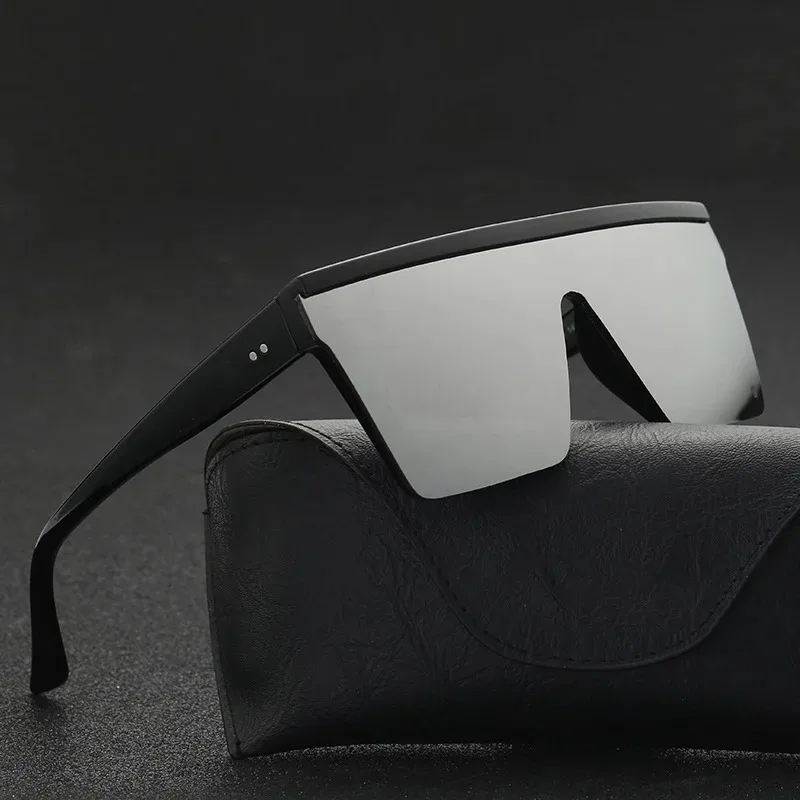Gafas de sol planas Vintage para hombre, gafas de sol cuadradas negras de marca para hombre, gafas de sol con gradiente UV400 para mujer, diseñador fresco de una pieza