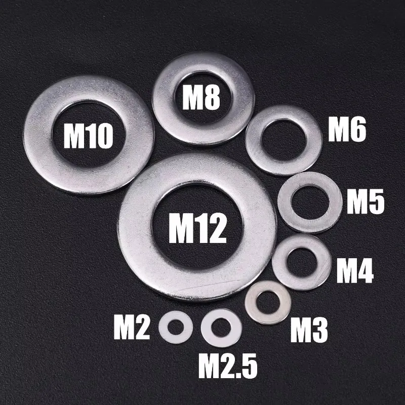 684/180PCS Stainless Steel Screw Washers Multi-function Plain Washer Gaskets Assortment Kit Sturdy Hardware Metal Washers M2-M12