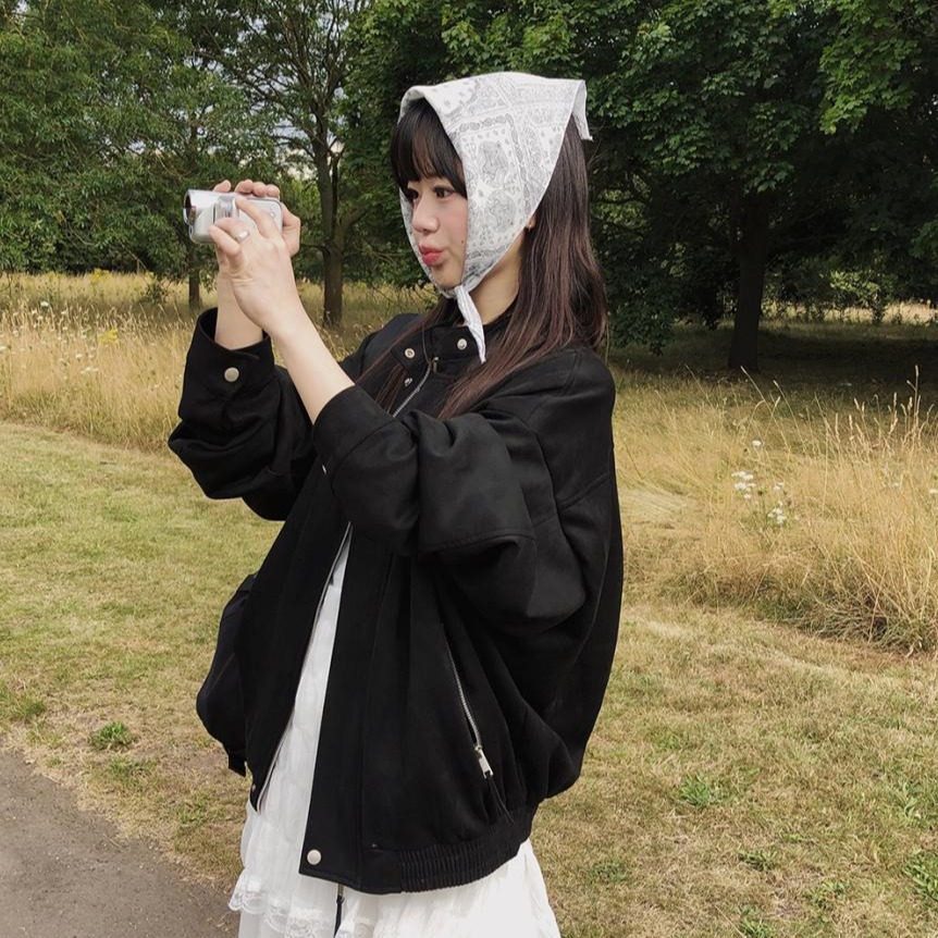 ChicAutumn/冬 ハーフポロ タートルネック ジッパー付きセーム革 ルーズフィット 長袖 ジャケット レディース ファッション アウター