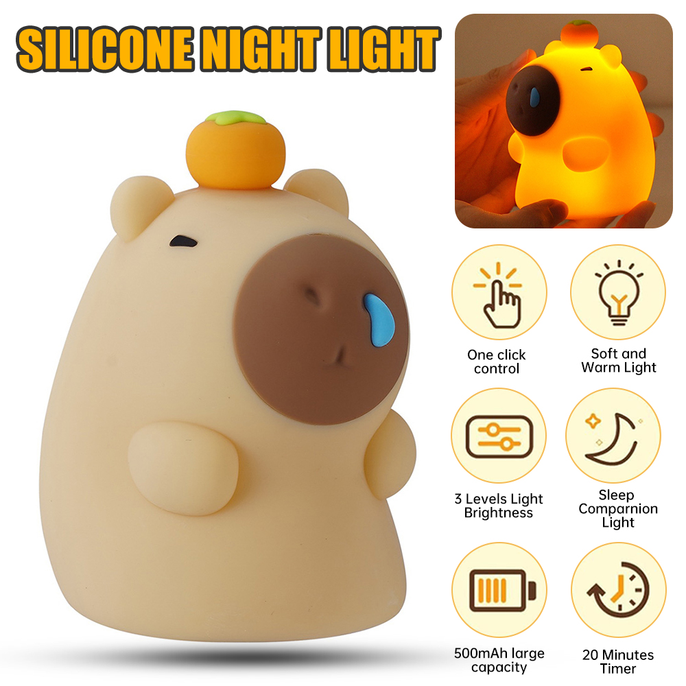 Touch Sensor Capybara Nachtlicht Wiederaufladbare Pat Licht Silikon Tier Lampe Dimmen Nacht Licht Baby Kinderzimmer Lampe Wohnkultur