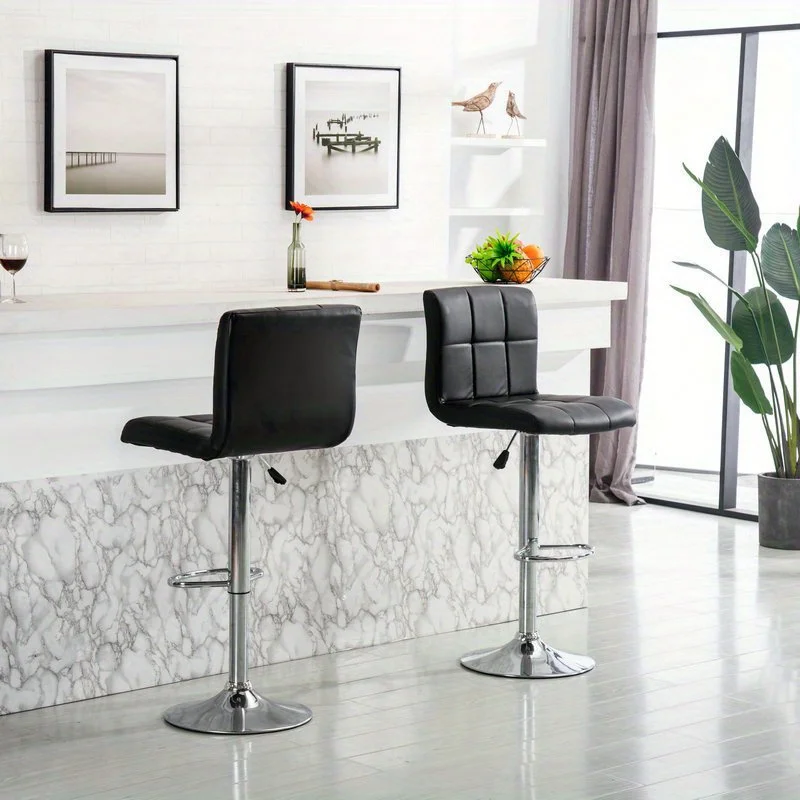 Taburetes de bar giratorios premium: cómodos cuero PU, altura de mostrador, diseño moderno, ajustables y ergonómicos: duraderos, estables