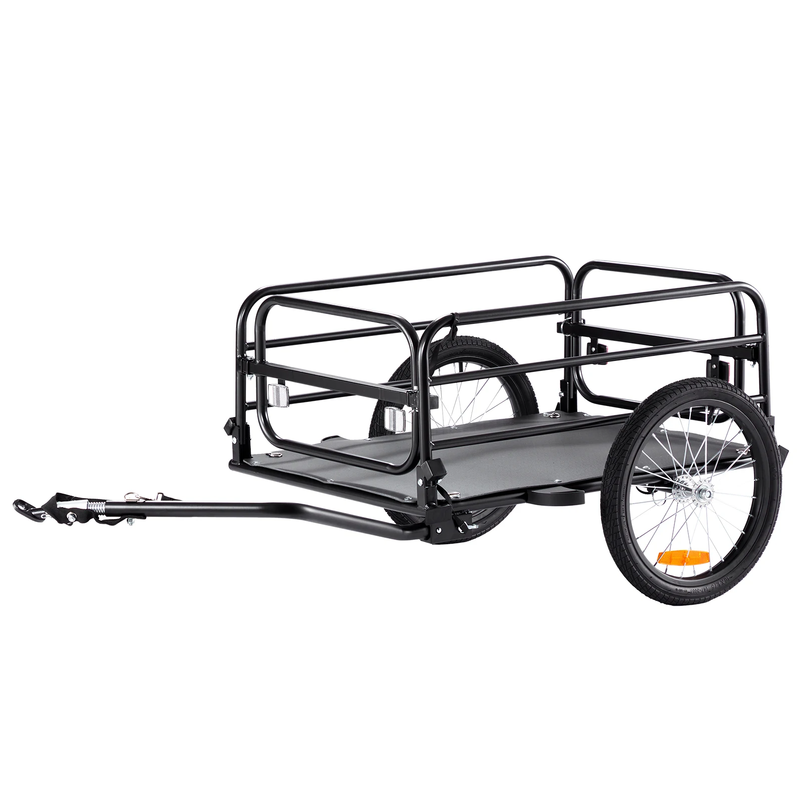 SucceBuy 160 lbs Trailer de carga de bicicleta Dobrável Carrinho de vagão de bicicleta de armazenamento com rodas de 16 "refletores seguros se encaixa em rodas de bicicleta de 22"-28"