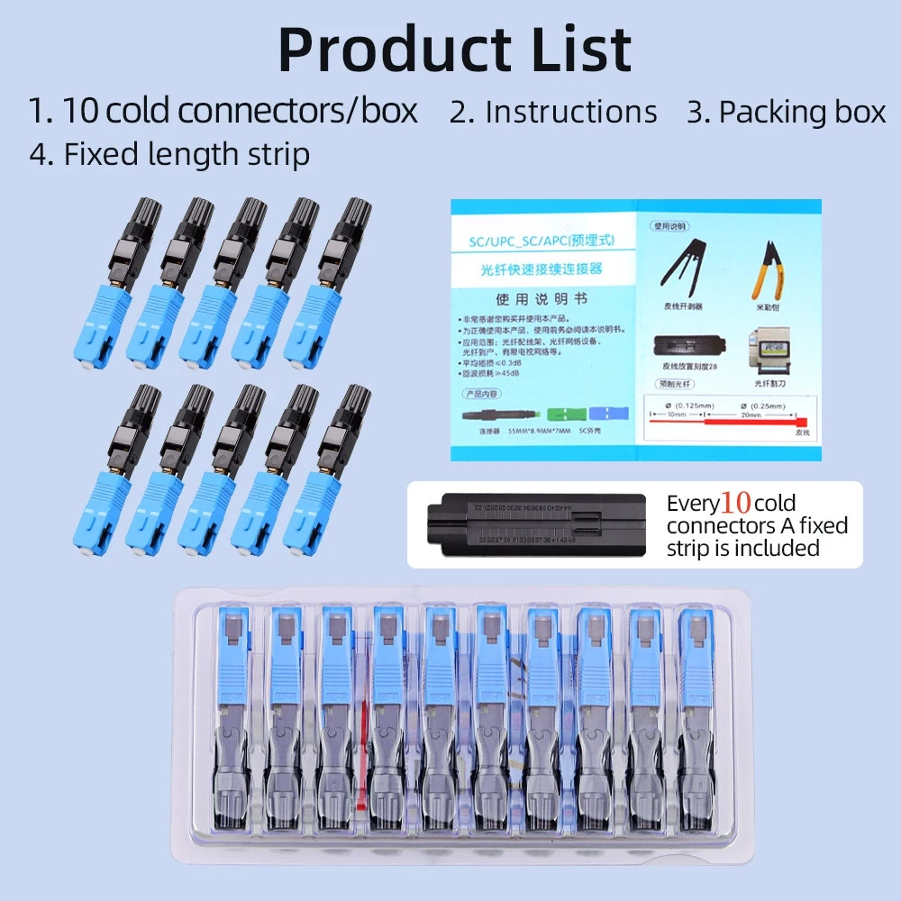 Natalink SC UPC Embedded Optic Fiber Quick Connector for FTTH Reusable Fusion Fiber Optical Cold Coupler Adapter Connect Tools