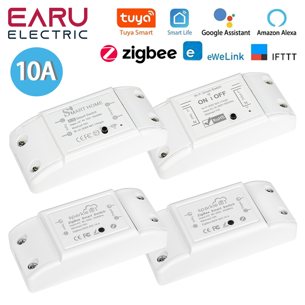 Tuya eWeLink WiFi ZigBee 10A DIY Mini WiFi умный выключатель света модуль голосового беспроводного пульта дистанционного управления для Alexa Google Home