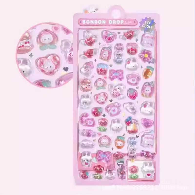 1pc adesivos de diamante em relevo 3d com tema de desenho animado, decalques artesanais de pvc para scrapbooking e decoração de papelaria-perfeito para diy pro