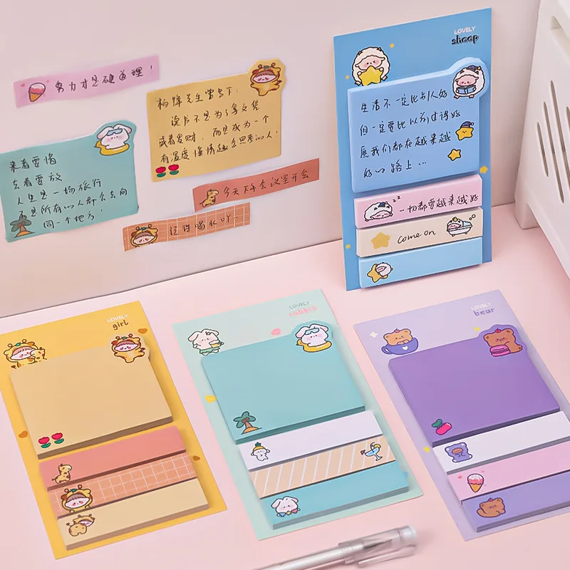 การ์ตูน Sticky Notes Kawaii น่ารัก MeMO Pad แบบพกพาป้ายดัชนีสติกเกอร์หมายเหตุเครื่องเขียนโรงเรียน