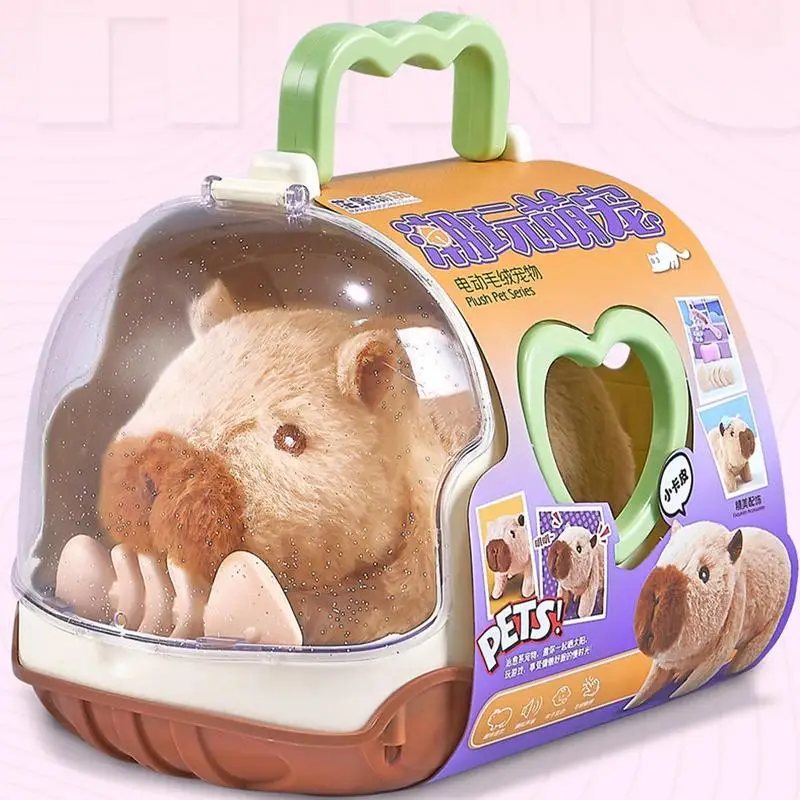 ไฟฟ้า Capybara เดินตุ๊กตา Plush ของเล่นเสียงและไฟตุ๊กตาสัตว์ Companion ของเล่นสําหรับเด็กวันเกิดคริสต์มาสของขวัญ