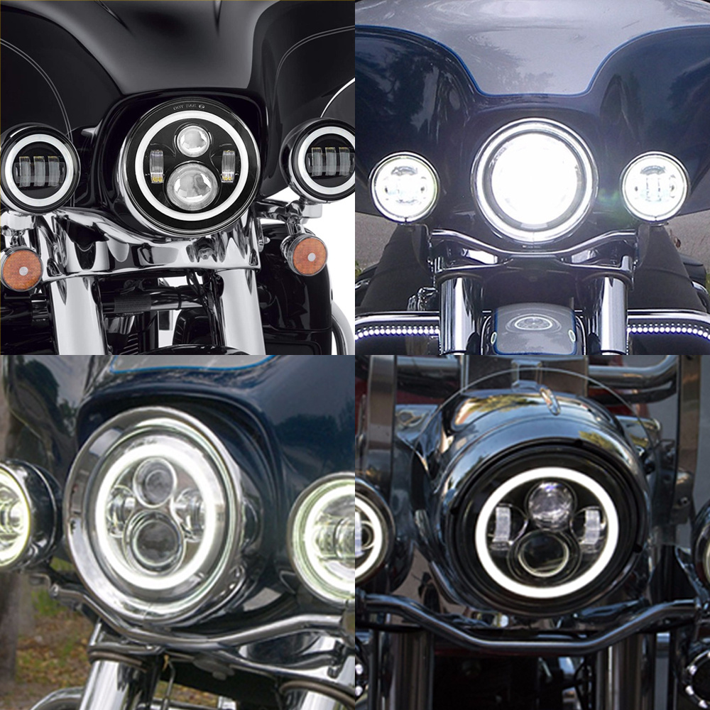 Universal LED farol para Harley Yamaha Honda, motocicleta DRL H4, 7 "farol, 7"