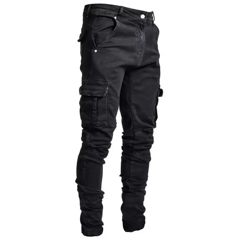 Nieuwe heren High Street Slim Fit Stretch Jeans Mode Multi Pocket Cargo Denim Broek Elastische Jogging Hip Hop Broek Plus Size