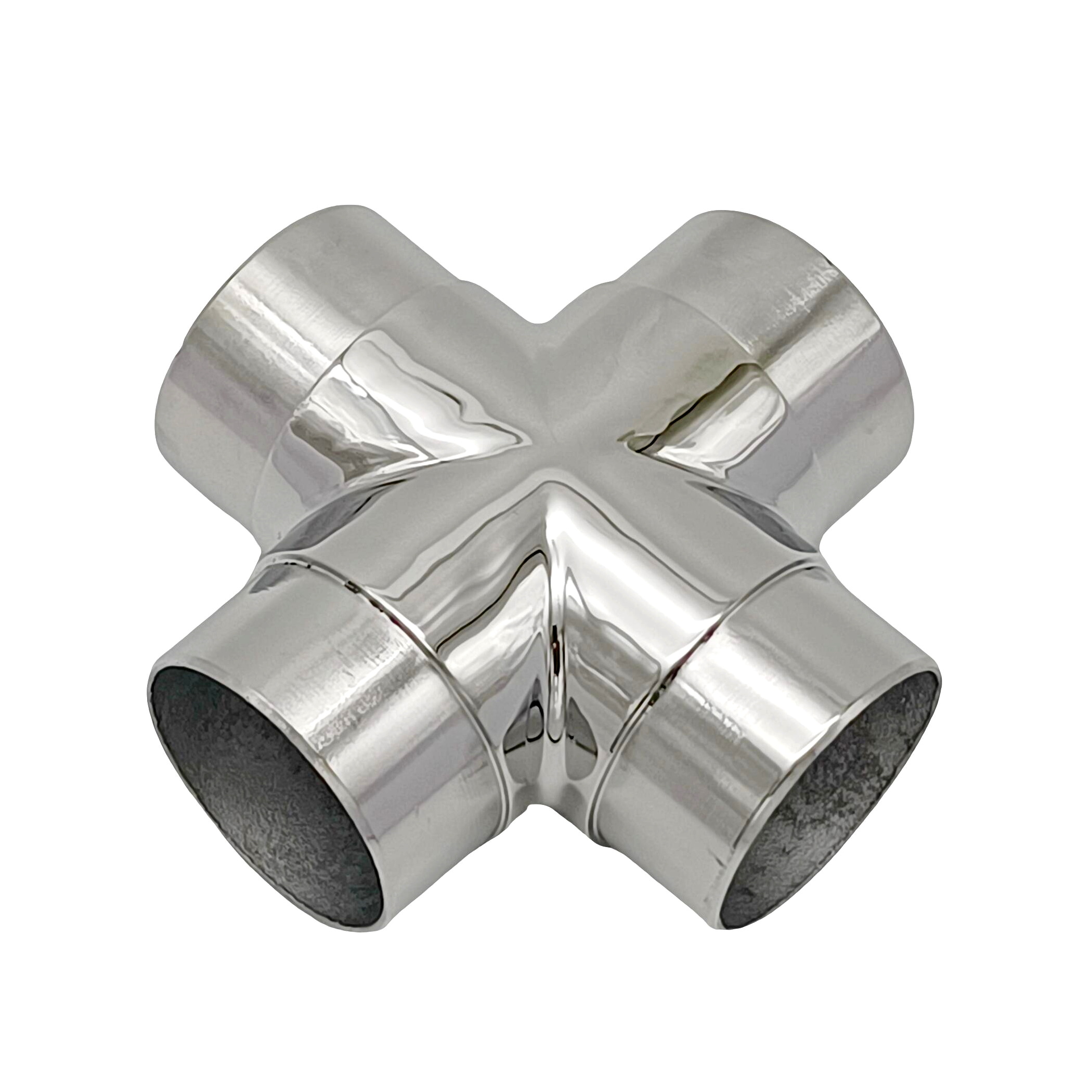 4PCS 316 สแตนเลส 50.8 มม.ราวบันได Handrail FITTING 4 WAY CROSS Tube CONNECTOR