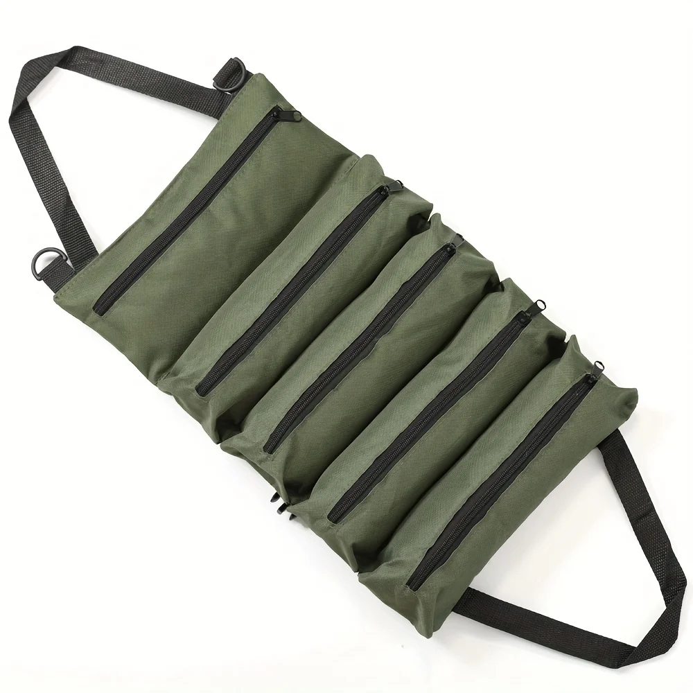 Heavy-Duty Roll-Up Tool Bag - Oxford Fabric Multi-Tool Organizer All-in-One Garage Storage for Mechanics/Electricians/Carpenters