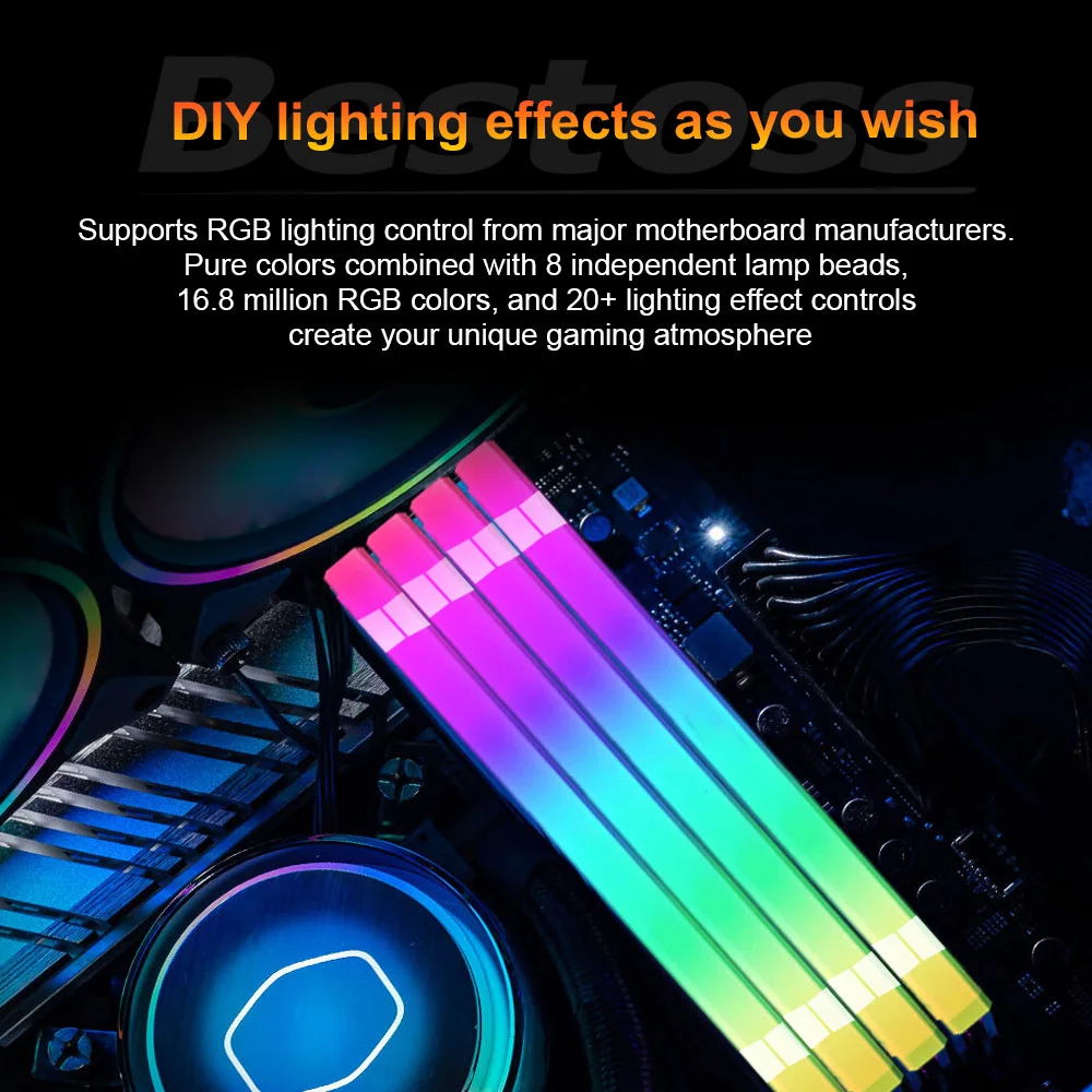 Bestoss メモリア RAM RGB DDR4 8 ギガバイト 16 ギガバイト 32 ギガバイト (2x16 ギガバイト) キット 3200 3600MHz 288pin 1.2V DIMM RAM デスクトップ用