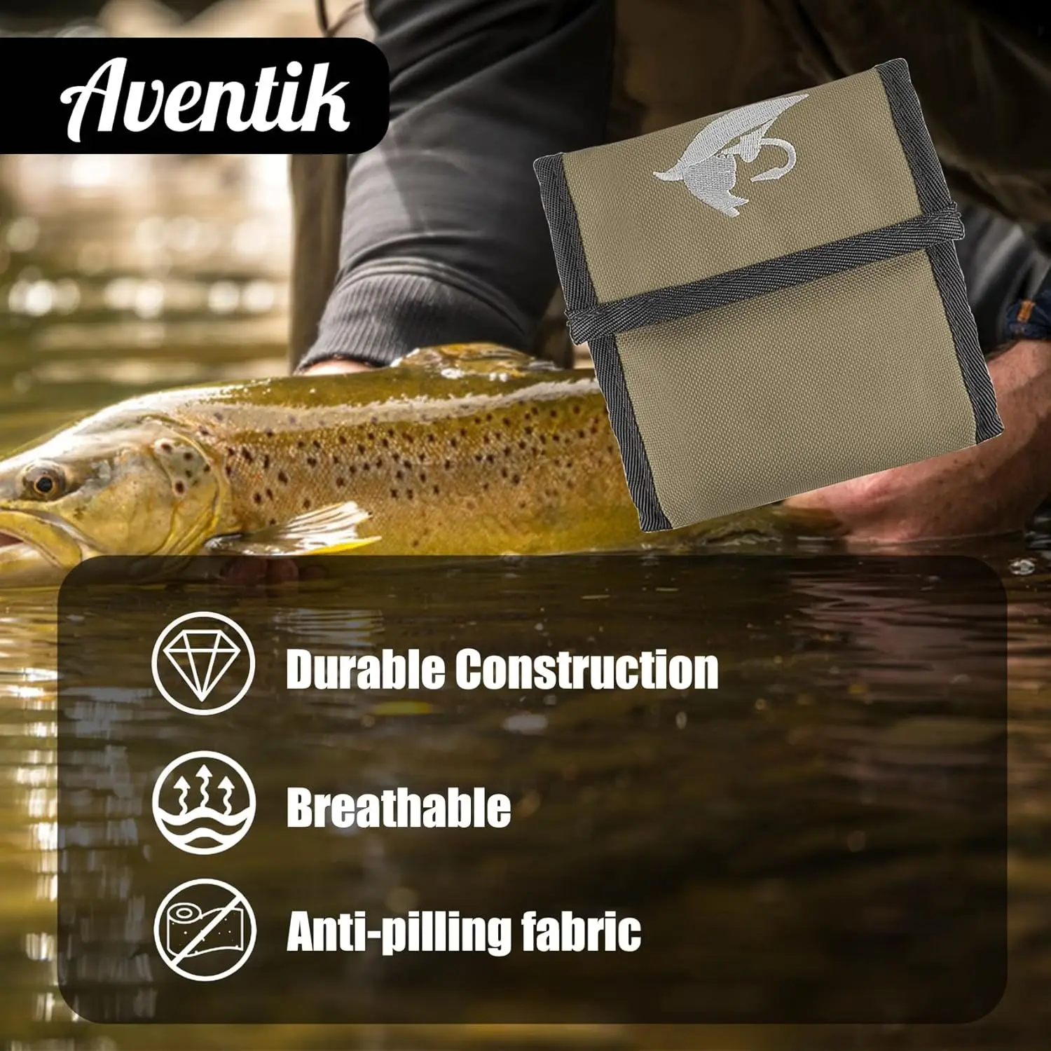 Aventik-carpeta de aparejos de pesca con 10 bolsillos, líder de pesca con mosca, línea Tippet, funda líder, almacenamiento Tippet, paquete de pesca con mosca