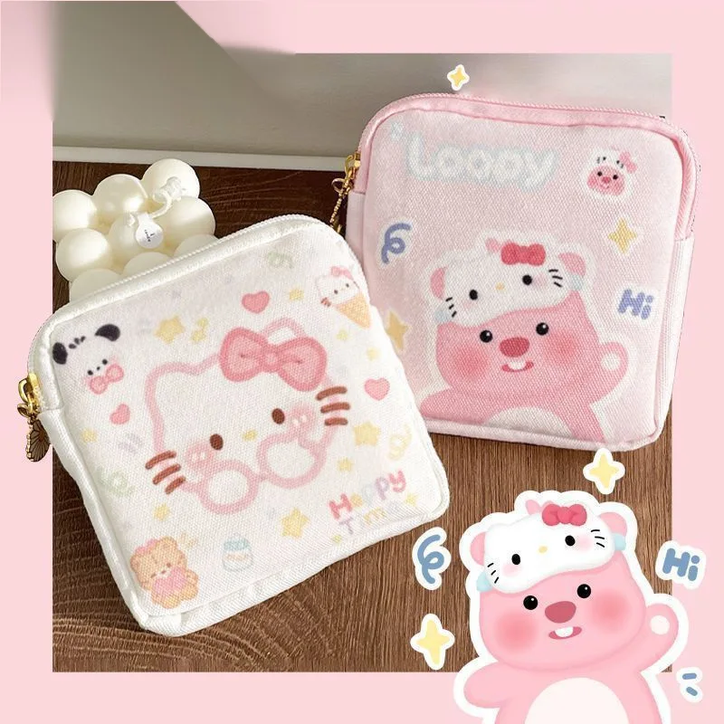 Kawaii การ์ตูน Hello Kitty สาว Tampon ผ้าอนามัยกระเป๋าขนาดกะทัดรัดน่ารัก Mini เครื่องสําอางเหรียญกระเป๋าผู้หญิงของขวัญ