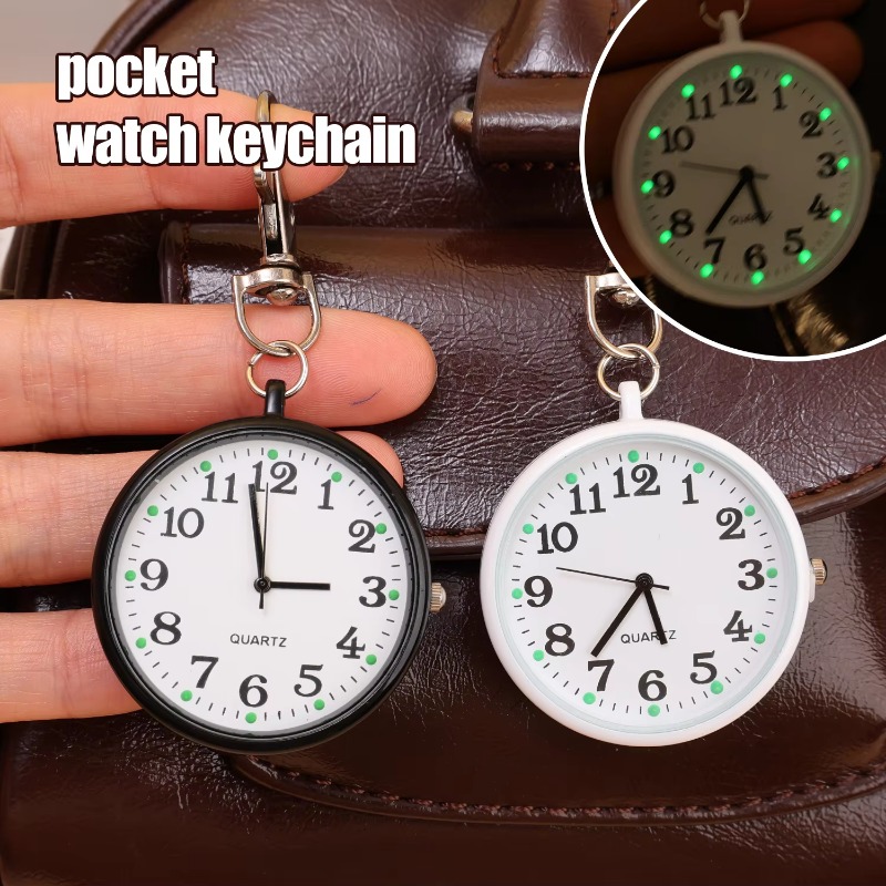 Classic Clock Craft Quartz Movement Round Clocks Luminous Keychain Remote Clock with Battery Student Medical Watch Gifts