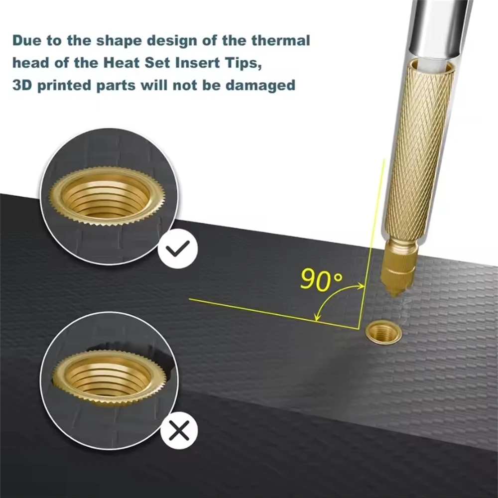 Heat Set Insert Soldering Iron Tip Head M2 M2.5 M3 M4 M5 M6 Hot Melt Insets Nut Brass Embedded Thread Insertion Kit For Plastic