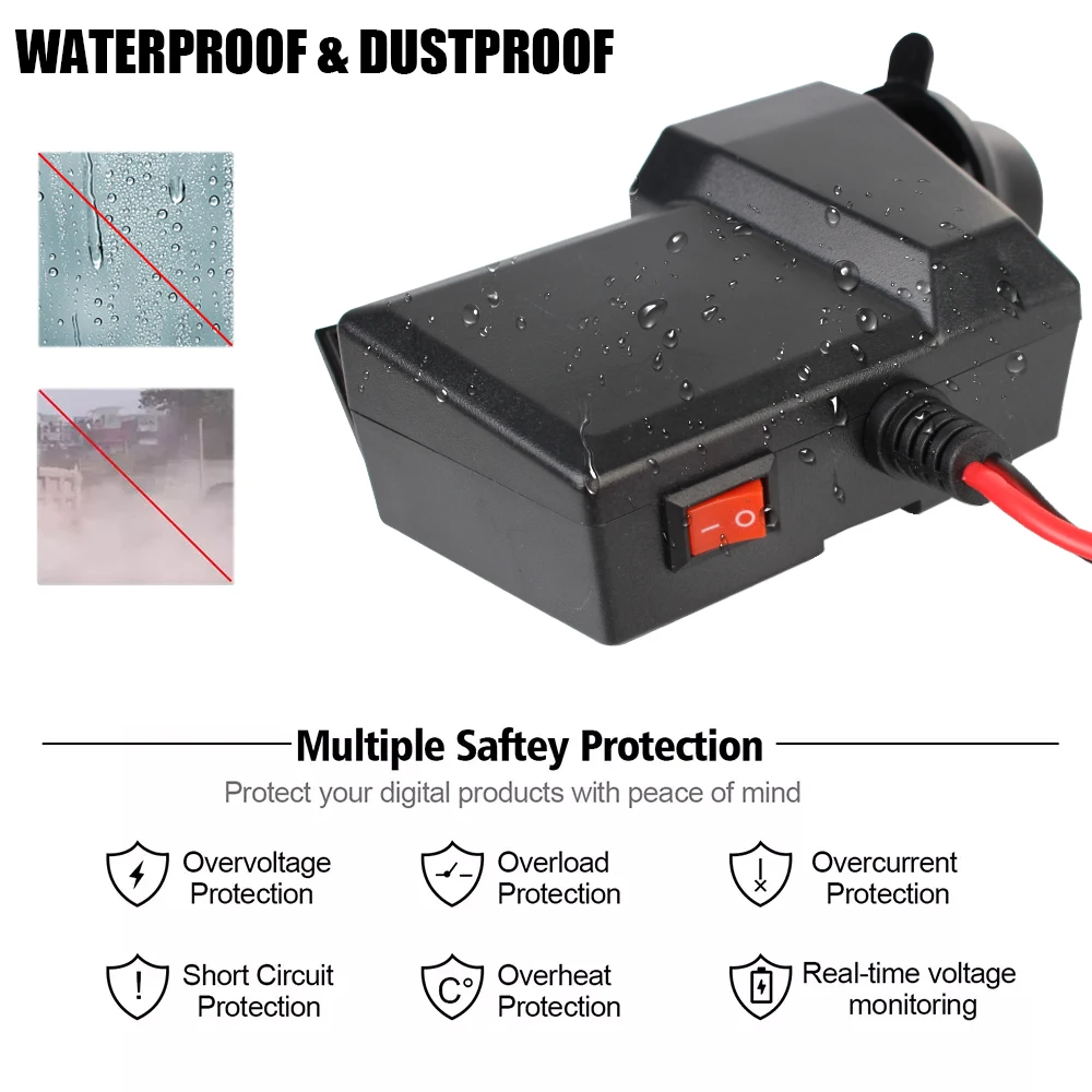 Enchufe USB Dual con encendedor de cigarrillos, medidor de voltaje Digital, cargador de motocicleta, interruptor de encendido/apagado, 3,4 A, carga rápida 3,0, 10-24V