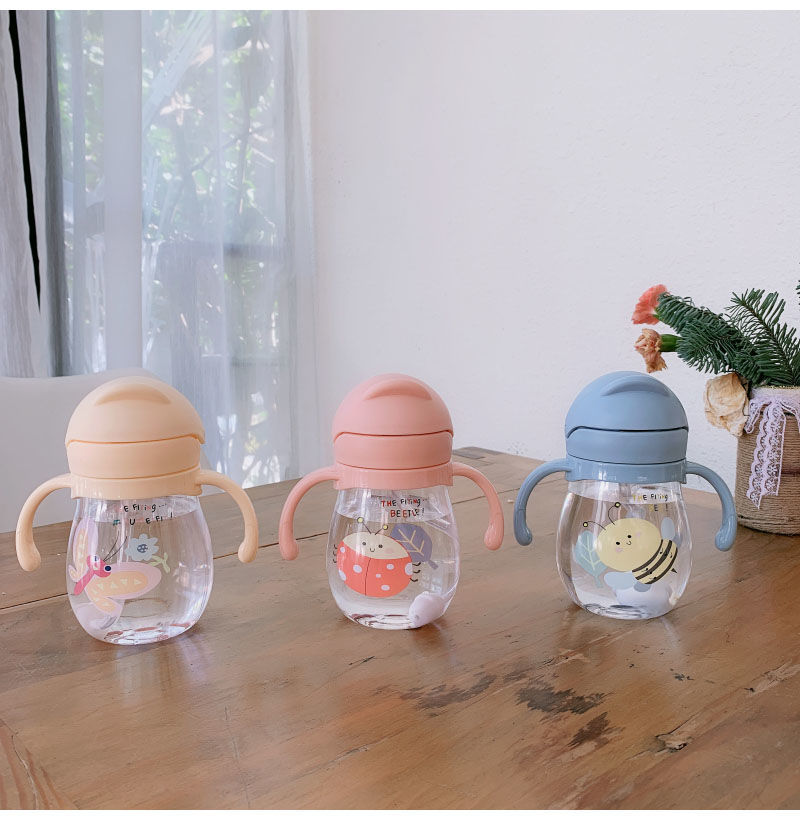1pc copo de água do bebê palha bonito anti-asfixia jardim de infância crianças copo de água com bola de gravidade duckbill copo infantil beber copo