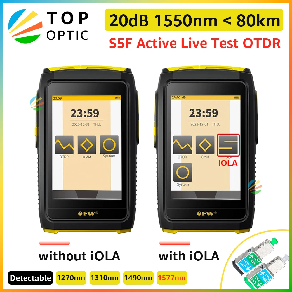 OFW 미니 OTDR 광학 Otdr 광학 반사경 활성 섬유 라이브 테스터 1550nm 20dB 광학 반사계 터치 스크린 OPM VFL iOLA