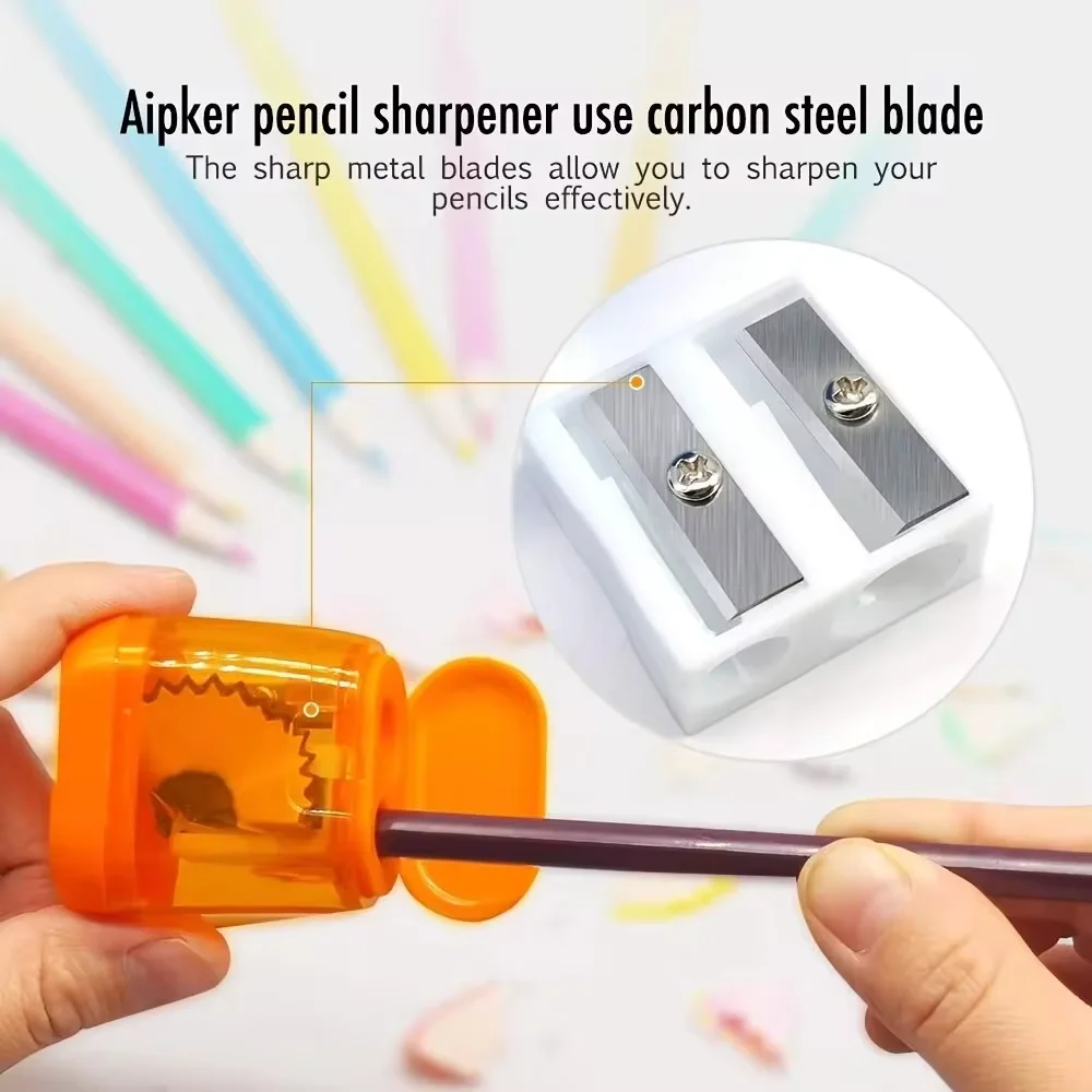 1pc studente plastica colore trasparente temperamatite geometrico doppio foro schizzo temperamatite temperamatite manuale