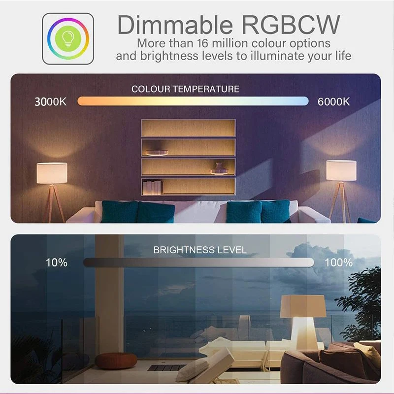 EWelink E14 Candle Lamp Smart Wifi 100-240V RGB 3000-6000K Dimmable Smart LED Light Bulbs Bedroom Living Room Voice Control