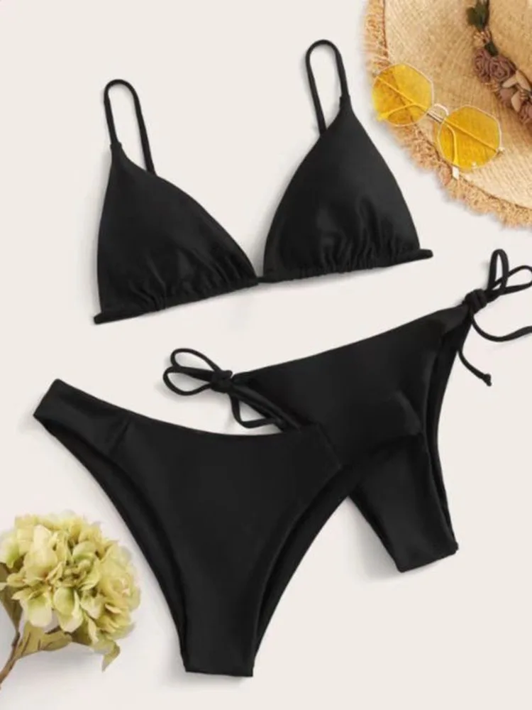 3 pièces ensemble Bikini femmes maillot de bain Push Up avec 2 bas taille basse et moyenne bretelles réglables été maillots de bain maillot de bain 2025