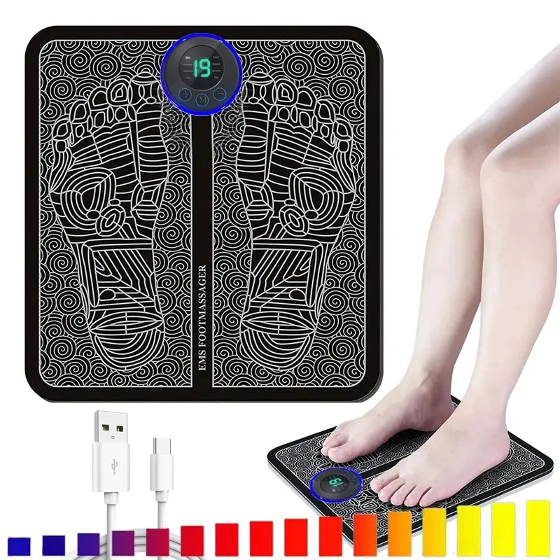 เครื่องนวดเท้ากระตุ้น Pad นวดเท้าไฟฟ้าพร้อมรีโมท 8 โหมด 19 ระดับความแข็งแรงน้ําหนักเบาบรรเทาความดันเท้า