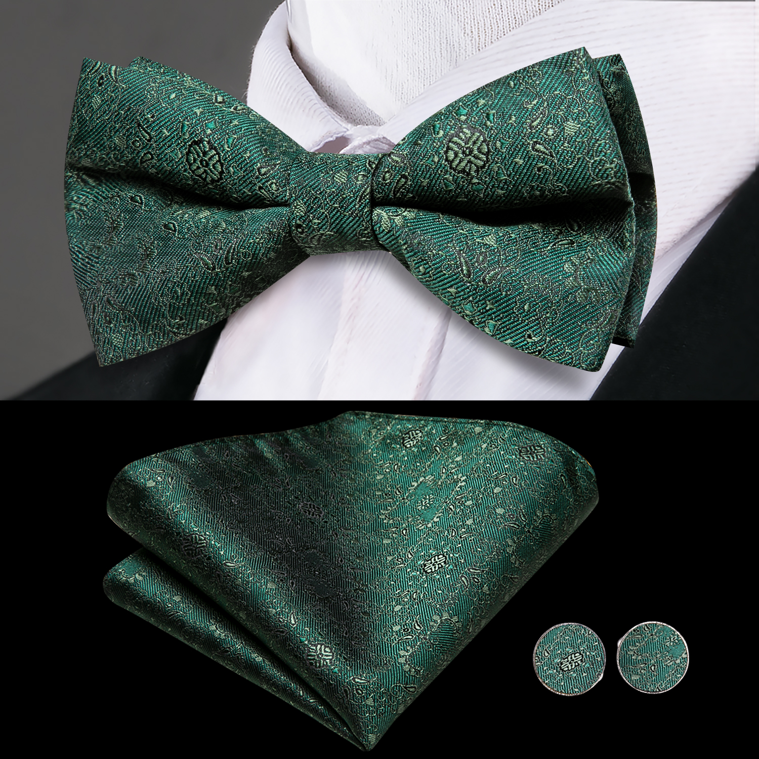 Designer de luxo Solid Green Cummerbund, Hi-Tie Bow Tie Set, espartilho de smoking formal, cinto elástico para homens, casamento Cummerbunds