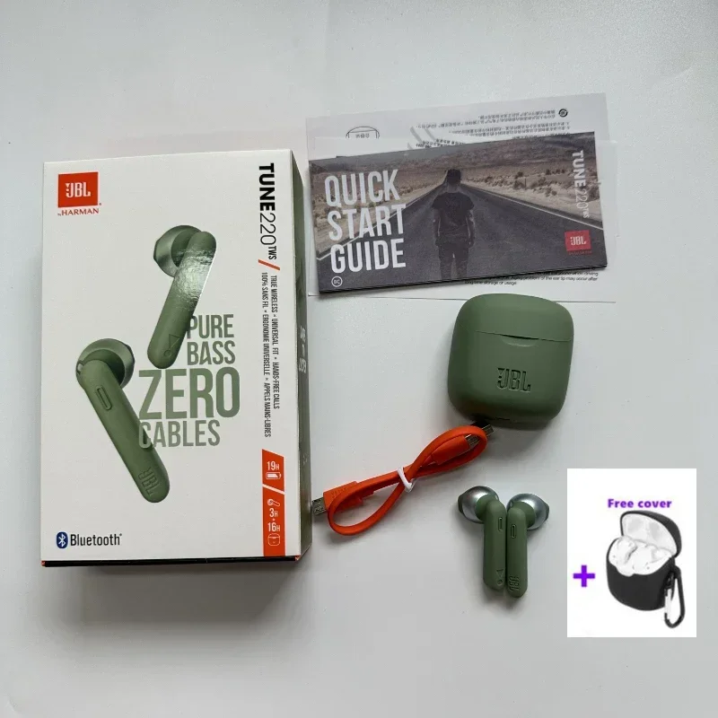 100% Original JBL Tune 220TWS auriculares Bluetooth auriculares inalámbricos con micrófono estéreo JBL T220 TWS auriculares deportivos con cubierta gratis