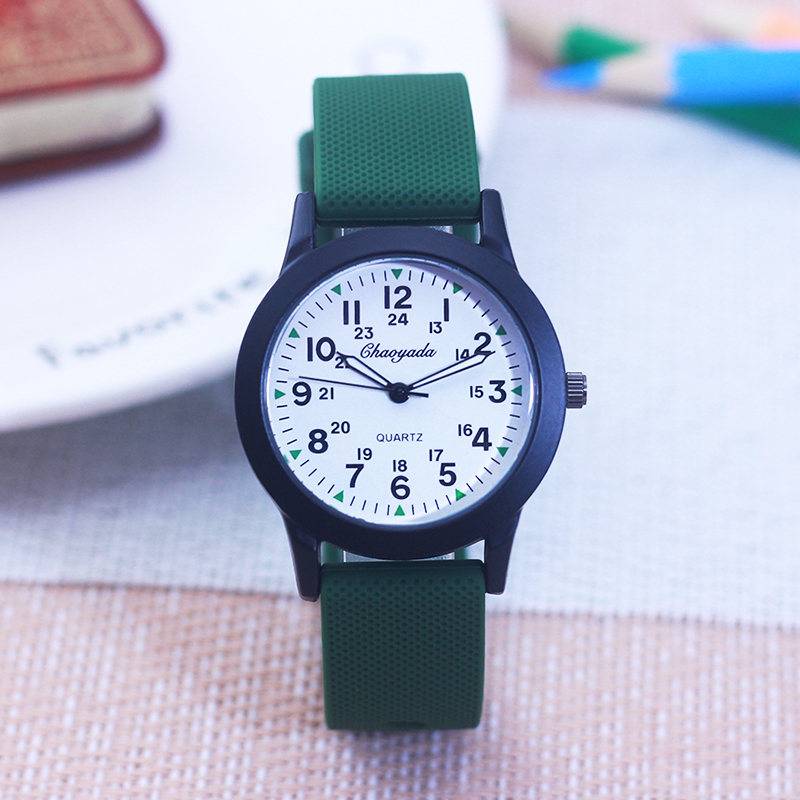 2024 novo estilo crianças meninos meninas simples 24 horas mãos luminosas esportes pulseira de silicone relógios geléia cores quartzo relógios de pulso