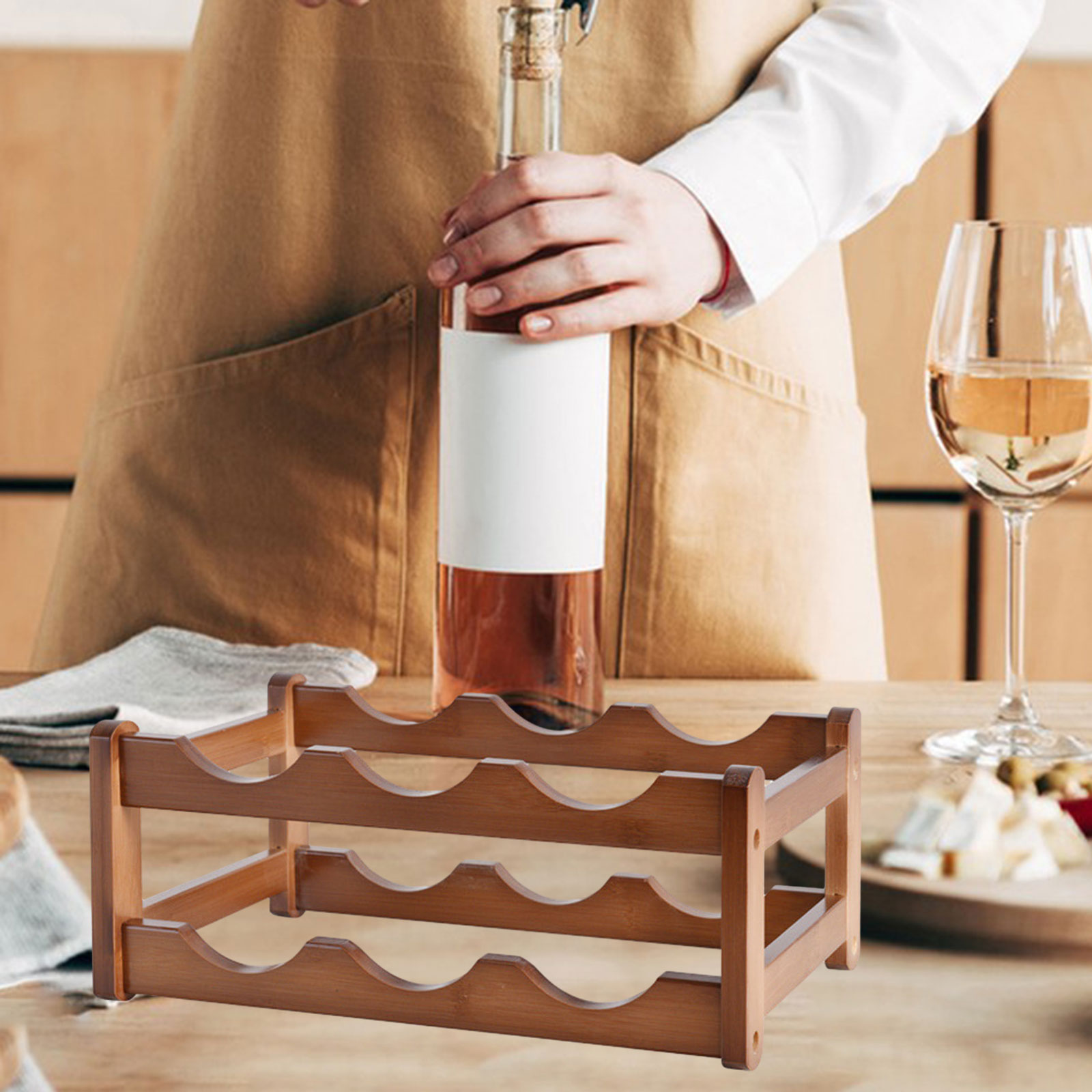 Wood Wine Rack Smooth Surface Decoration Thicken Material Red Wine Display for Bar Dining Room Living Room Household Home