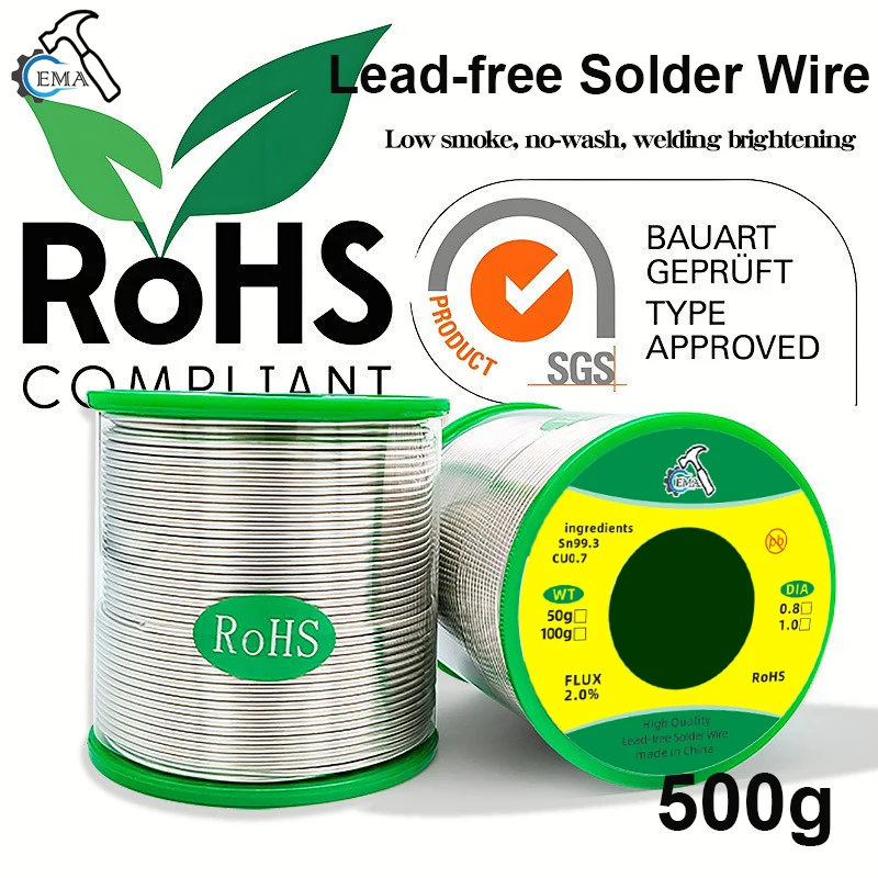 1PCS 20g/50g/100g/200g/500g Lead-free Solder Wire 0.5-1.0mm Unleaded Lead Free Rosin Core for Electrical Solder RoHs