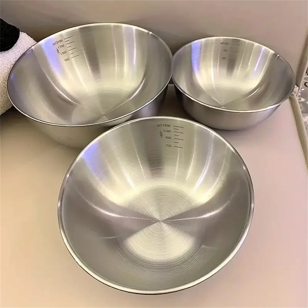 Juego de cuencos de acero inoxidable 1-3 con báscula para cocinar, hornear, almacenamiento de alimentos, cuencos mezcladores de gran capacidad para elementos esenciales de cocina caseros