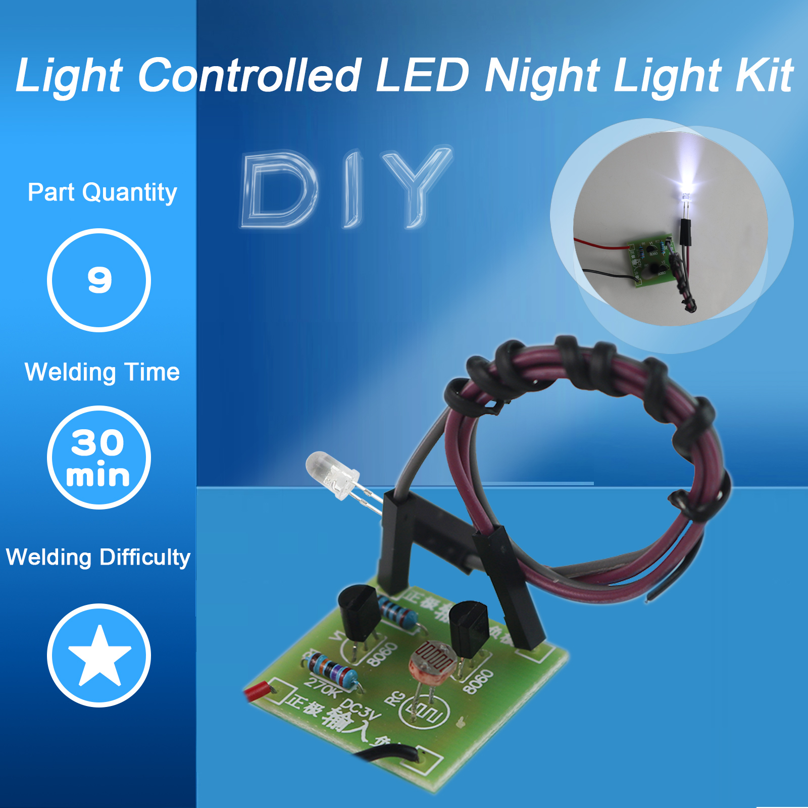 DIY Kits Lichts teuerung Sensor intelligente Schalter Modul Sensor LED Nachtlicht Lampe Licht elektronische Kit Suite