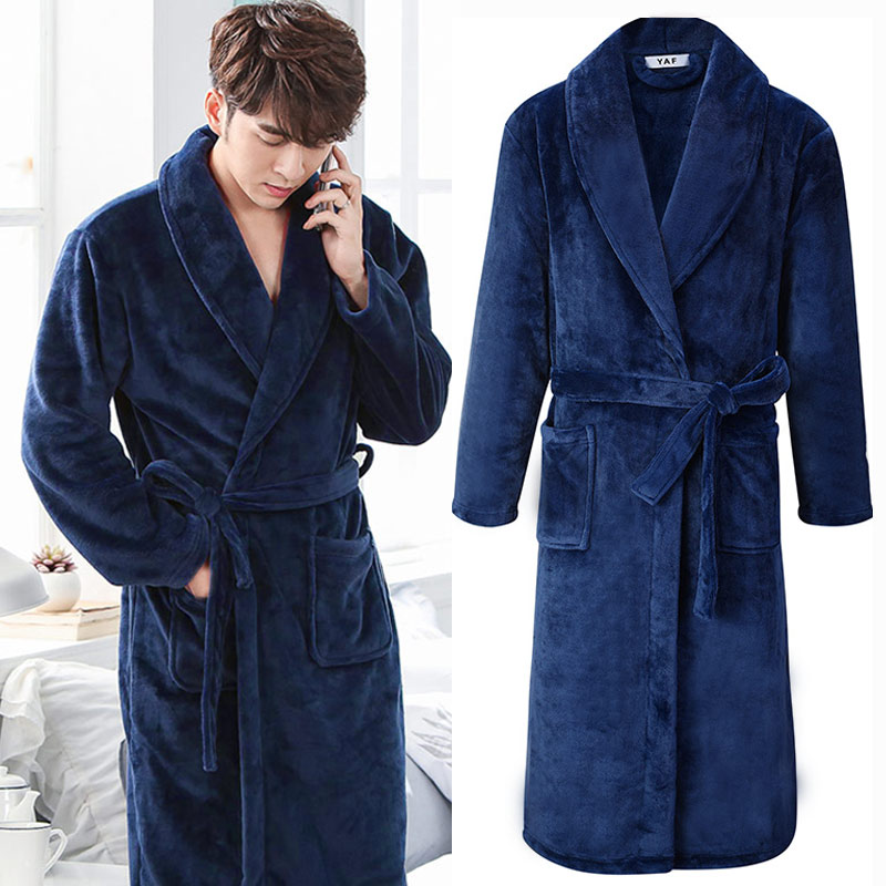 Bata de franela de talla grande 3XL, bata de baño tipo kimono, ropa de dormir de lana Coral para invierno, ropa de dormir holgada y gruesa para el hogar, ropa de descanso