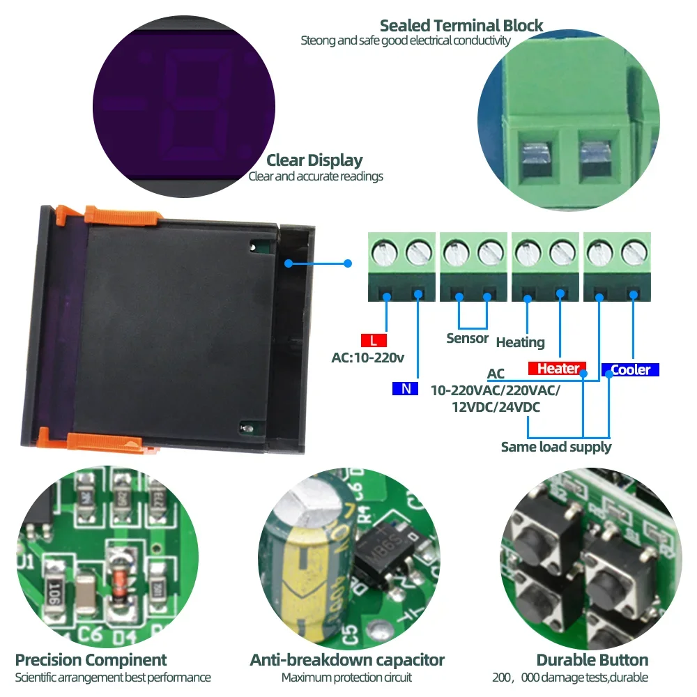 STC-3028 STC-1000 Temperature Controller Thermostat 12V 24V 220V Thermostat and Heater Cooler Control Incubator