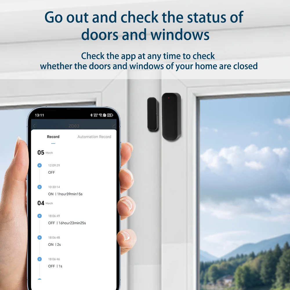 Tuya Wi-Fi/Zigbee датчик двери, окна, умный дом, беспроводной детектор двери, система сигнализации открытия/закрытия двери, работает с Tuya Smart Life