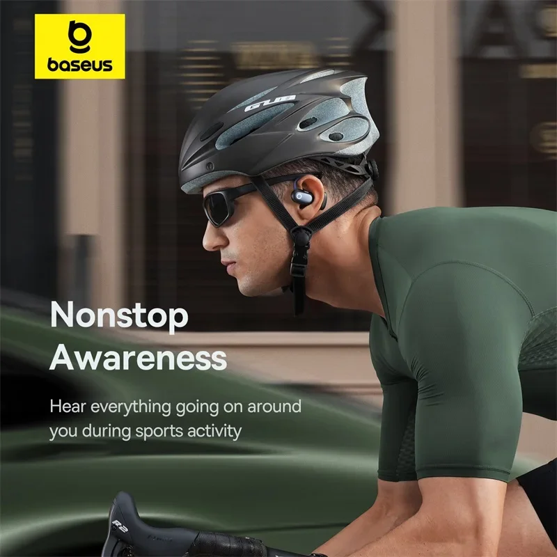 Baseus Eli Fit auriculares abiertos Bluetooth 5,3 auriculares inalámbricos de conducción de aire 4 micrófonos ENC pantalla Digital auriculares deportivos