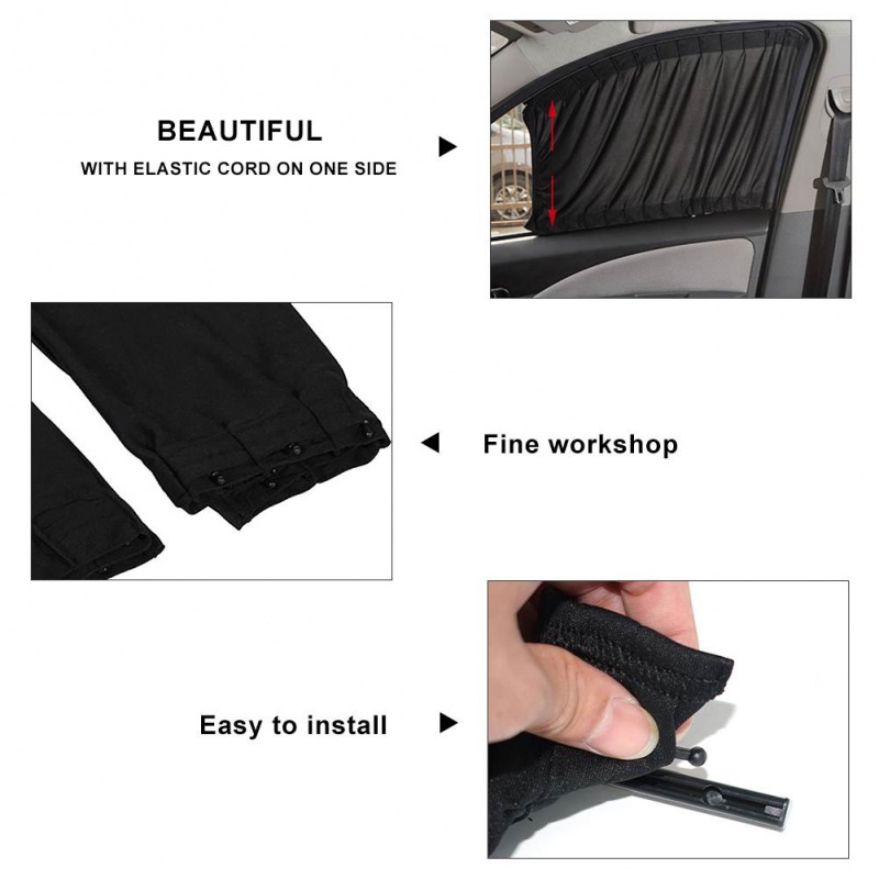 2 stücke Universal Auto Sonnenschutz Seiten fenster Vorhang Auto faltbar UV-Schutz schwarz reines Tuch Sonnenblende Jalousien decken Auto-Styling