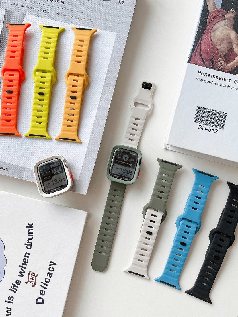 Etui + pasek do Apple Watch Ultra 2 49mm 44mm 40mm 45mm 41mm Silikonowa bransoletka correa cover do iWatch serii 8 9 7 6 SE 5 4