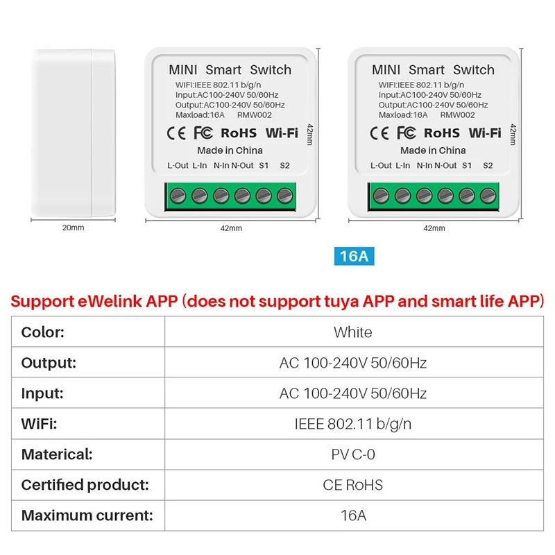 16A Wifi Switch Smart 2-Way DIY Switches Circuit Breaker Timer Support Alexa Маруся Google Home Alice SmartThings Smart Home