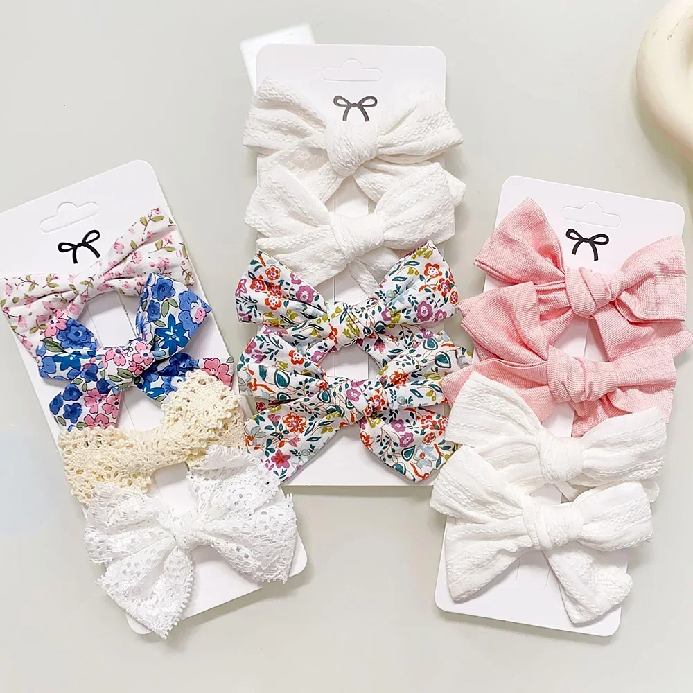 Horquilla bonita para bebé para niña, pasador de cinta estampada, pinza para el pelo pequeña para niña, accesorios para el cabello con lazo de algodón, 4/5 Uds.