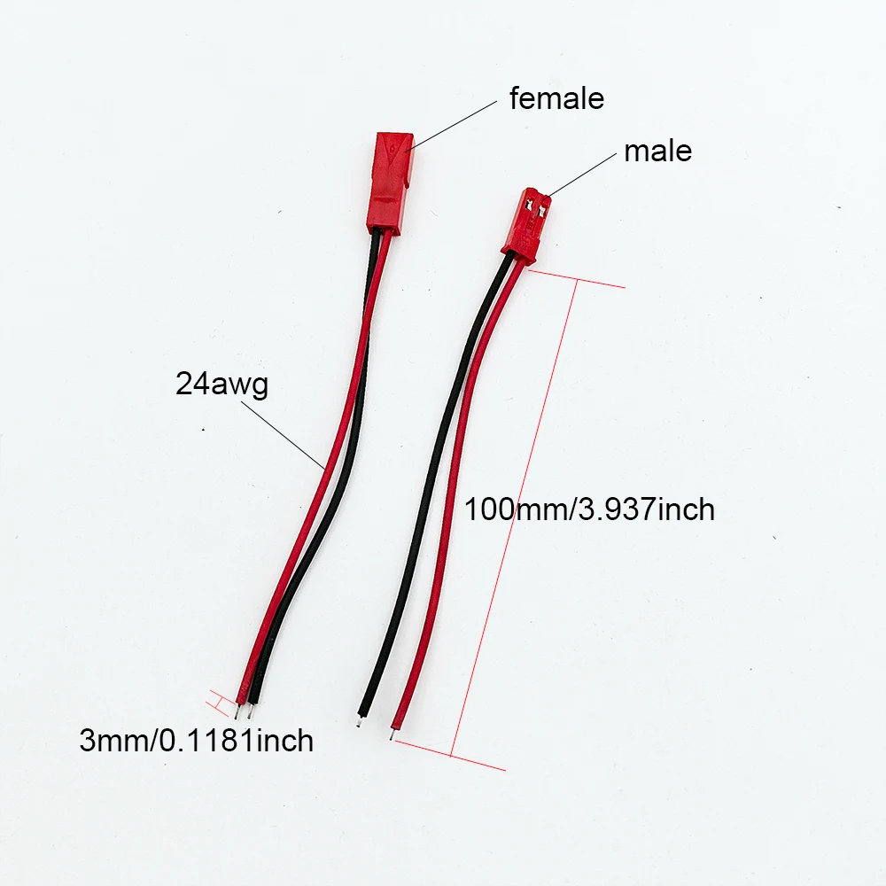 20 pz connettore maschio e femmina cavo spina JST terminali connettori a 2 pin fai da te