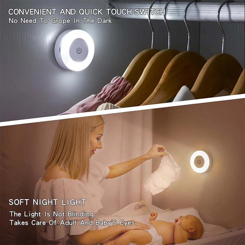 Stick Tap Push Touch Lámpara Lámparas portátiles Luz nocturna LED Batería recargable USB regulable de 3 colores